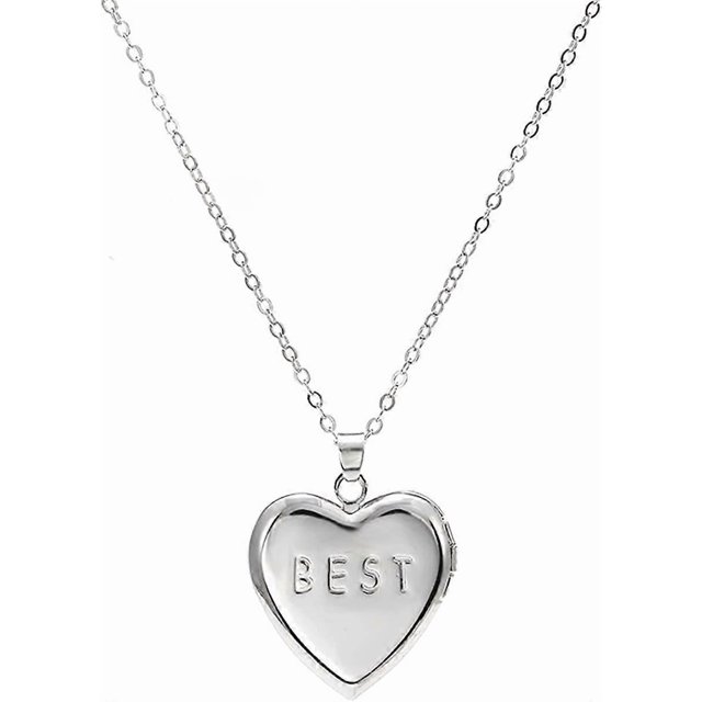 14k Gold Silver Women Girls Romantic Heart Locket Necklace Engraved Flower Oval Hold Photo Picture Pendant Living Memory Jewelry - -