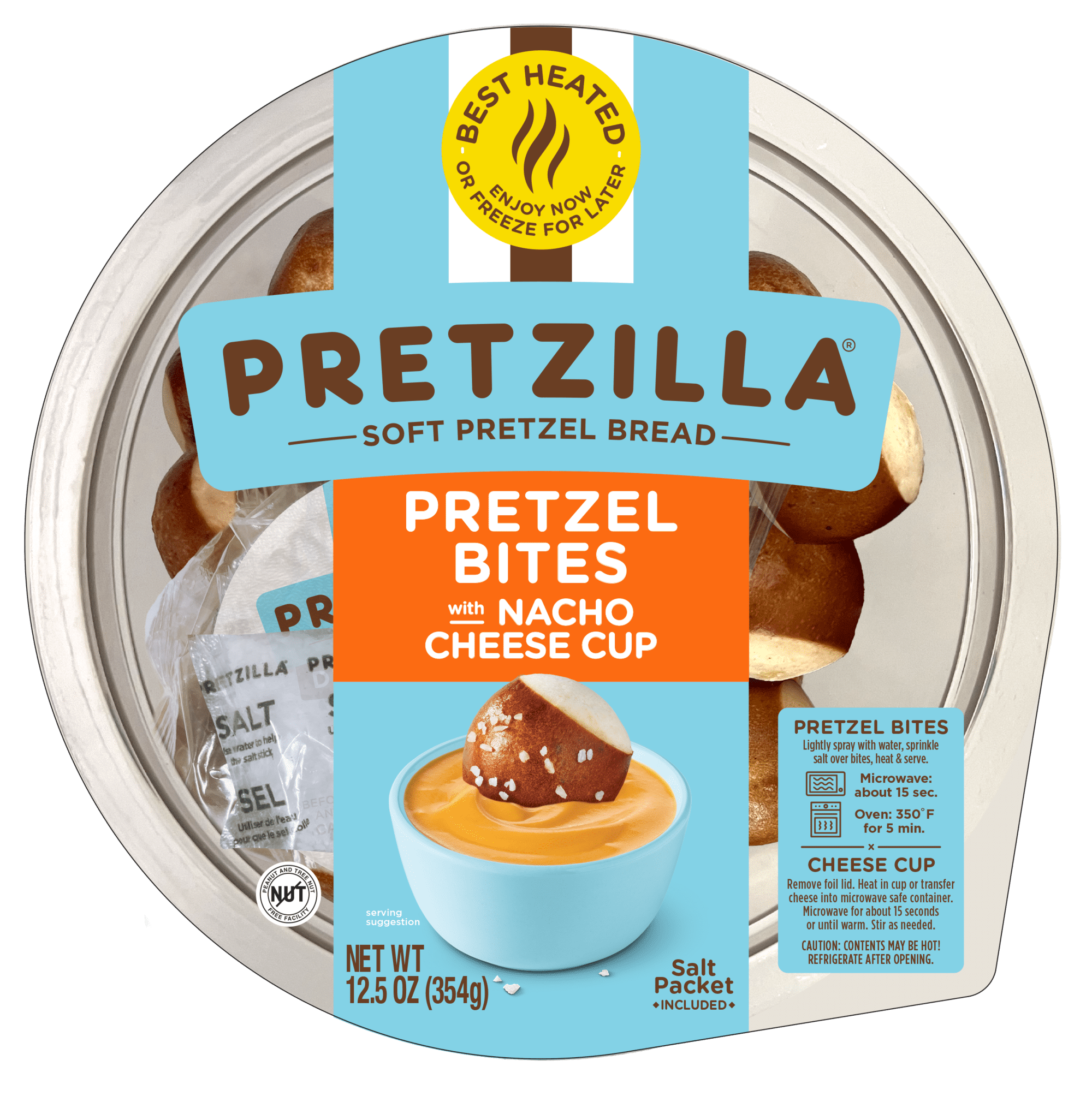 Pretzilla Soft Pretzel Bread Bites with Nacho Cheese Cup and Salt Packet, Shelf-stable, 12.3 oz