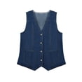 thumbnail image 4 of Denim Vest for Women Casual V Neck Button Down Sleeveless Jean Jacket, 4 of 5