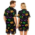 thumbnail image 5 of IYYVV Halloween Satin Matching Pajamas For Couples Short Sleeve Button Down Silk Pjs Horror Carved Sleepwear 2 Pieces Loungewear Green XL, 5 of 5