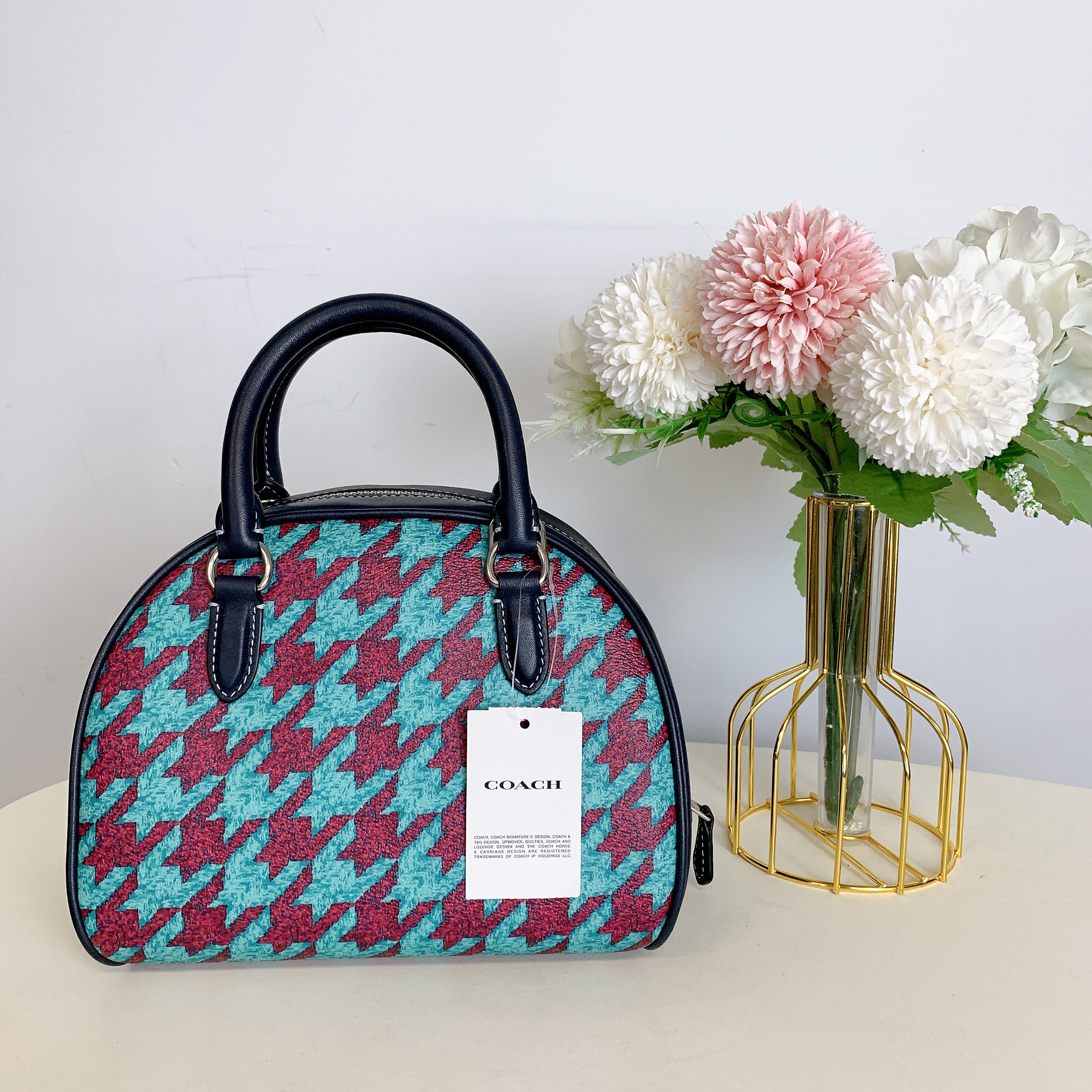 バッグ Coach Signature Colorful Mini Boston Bag NWT Coach Woven Leather Swing Tote Carryall Shoulder Bag Purse