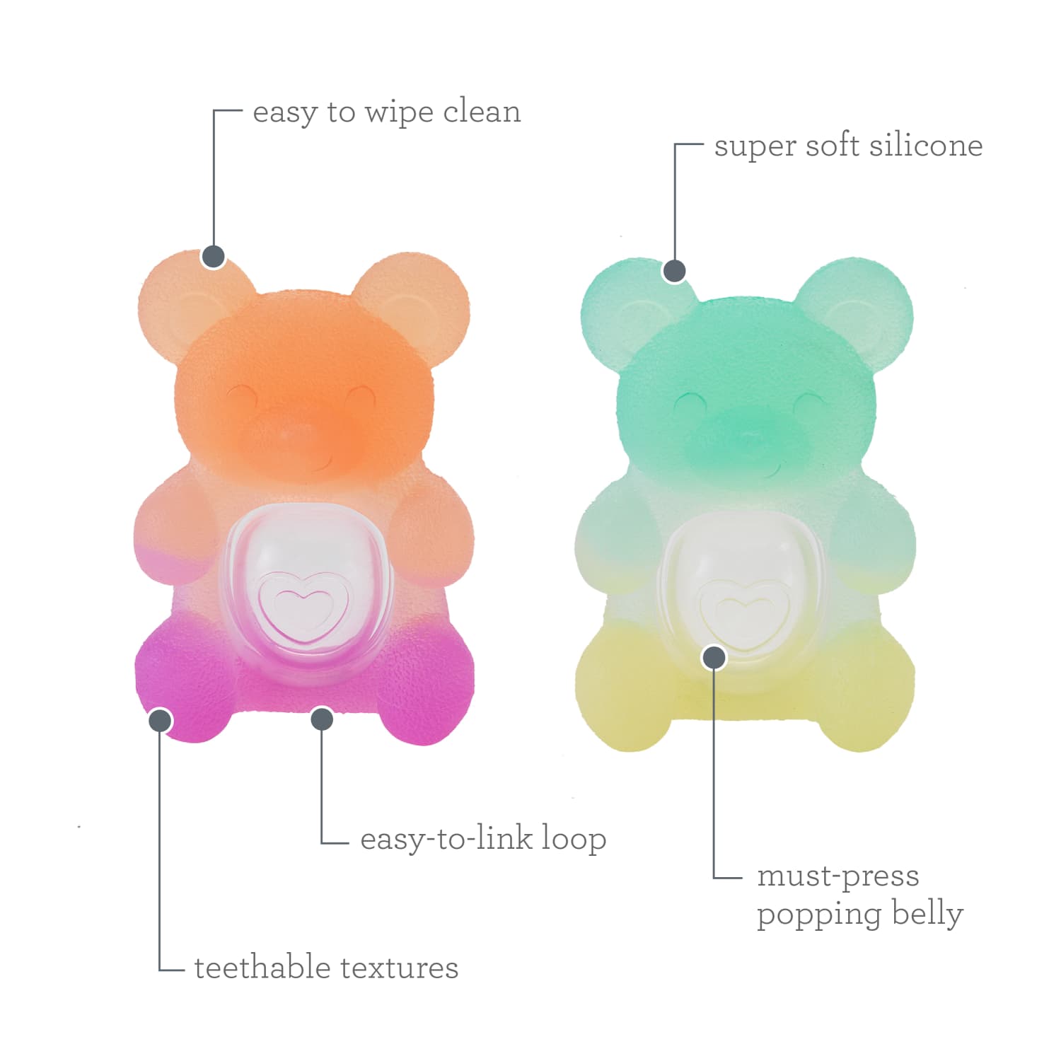 Infantino Teethimal Pop Pals Baby Teether Toy, 2-Pack photo 5