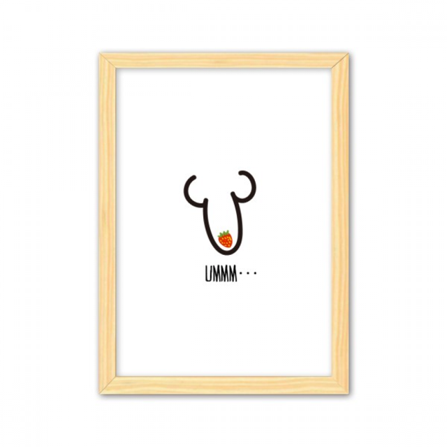 Ummm rojo fresa gracioso dibujo Cuadro de madera decorativa marco de casa A4
