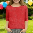 thumbnail image 2 of FAWUUDO Girls Short Sleeve Sequin Shirts Party Glitter Sparkly Tops Blouse, 2 of 8