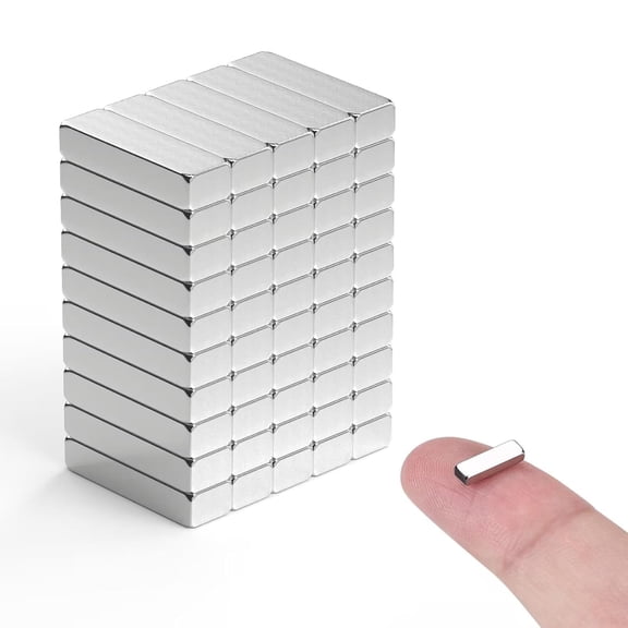 PrimeCook Shop 100Pcs Small Strong Neodymium Magnets, Powerful Mini N35 Rare Earth Magnet ，Tiny Rectangular Magnetic Bar for Crafts Office DIY Tool Storage,10x3x2mm