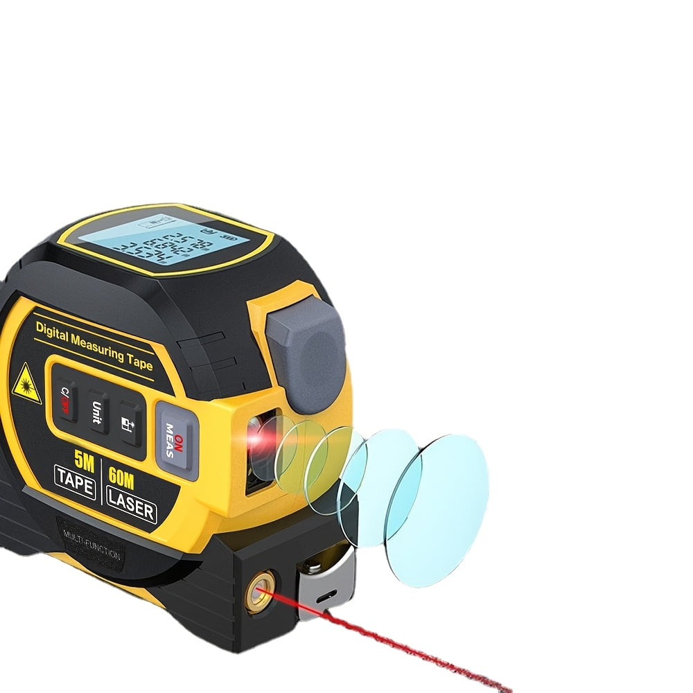 3in1 Laser Rangefinder 5m Tape Measure Ruler LCD Display with Backlight Distance Meter Building Measurement Device Area Volumes Surveying Equipment