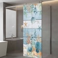 thumbnail image 3 of Blue Coastal Window Privacy Film, Summer Beach Starfish Shell Coral Nautical Static Cling UV Sun Blocking Heat Control Window Tint Day and Night, Non-Adhesive One Way Privacy Cover 29.5''x78.7'', 3 of 7