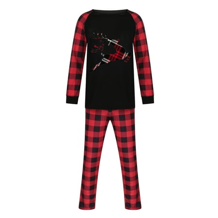 

Herrnalise Parent-child Attire Christmas Suits Patchwork Plaid Printed Homewear Round Neck Long Sleeve Pajamas Two-piece Dad Sets Family Clothes Clearance