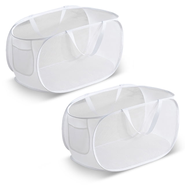 Cestas de lavandería plegables, cesta de lavandería plegable con bolsillo, cestas emergentes duraderas, asas reforzadas, cesto para ropa sucia para lavandería