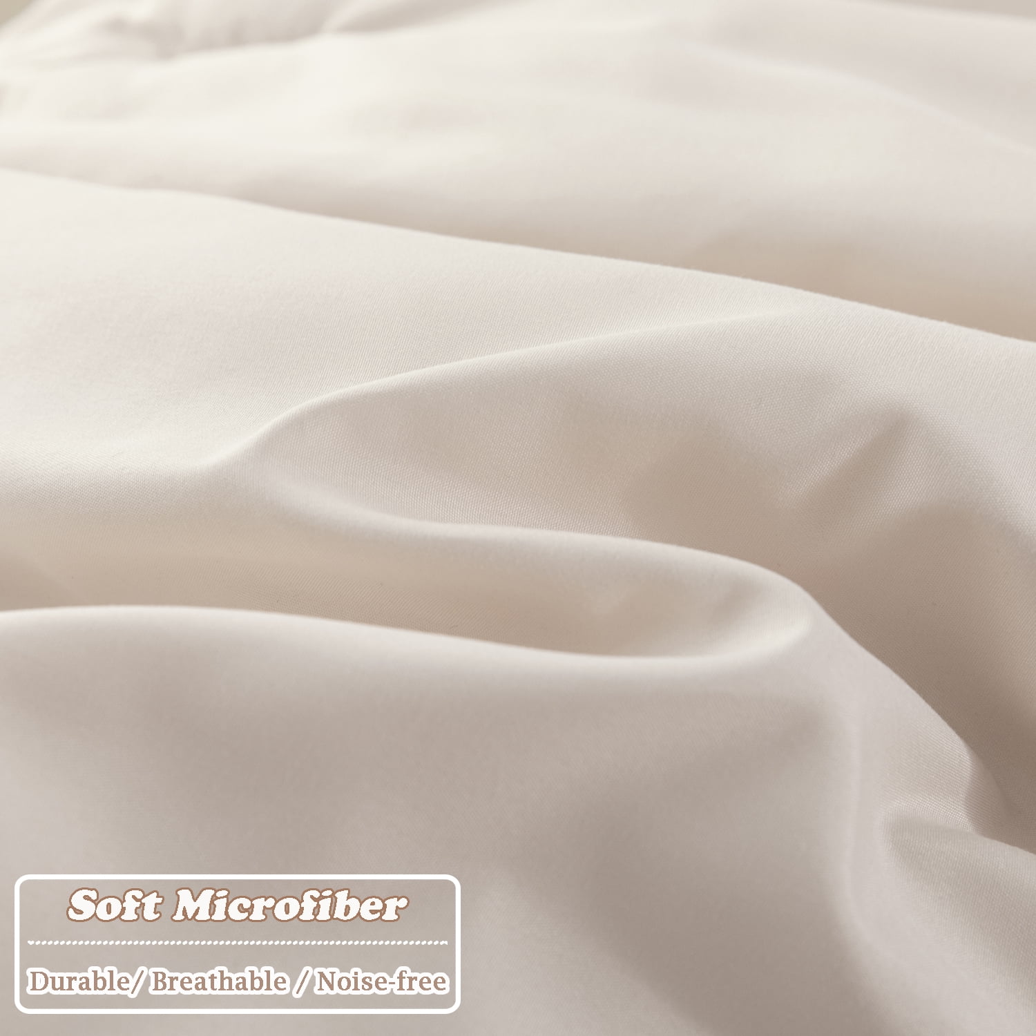 RYNGHIPY Boho 3-Pieces Beige Grey Solid Comforter Bedding Sets, Twin