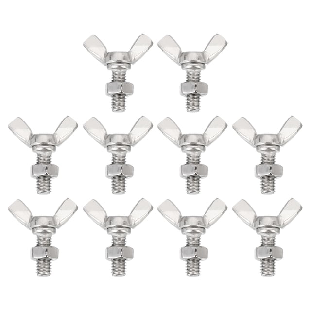 Paquete de 10 tornillos mariposa con ala M6-1x16mm con 10 tuercas, acero inoxidable 304