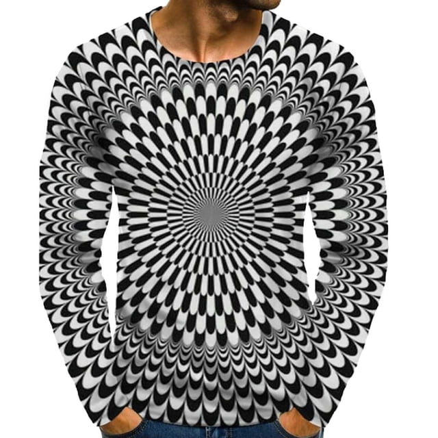 Mikilon T-Shirt à Manches Longues Décontracté Slim Fit Homme Col Imprimé