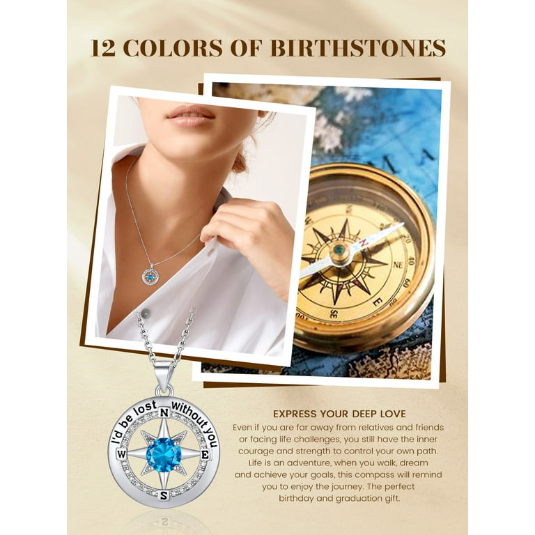 Sterling Silver Blue Topaz Compass Necklace Sterling Silver Blue Topaz Compass Necklace
