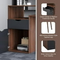 thumbnail image 5 of Giantex Mid-Century PC Writing Desk with Door Cabinet and Drawer, Brown, 5 of 9