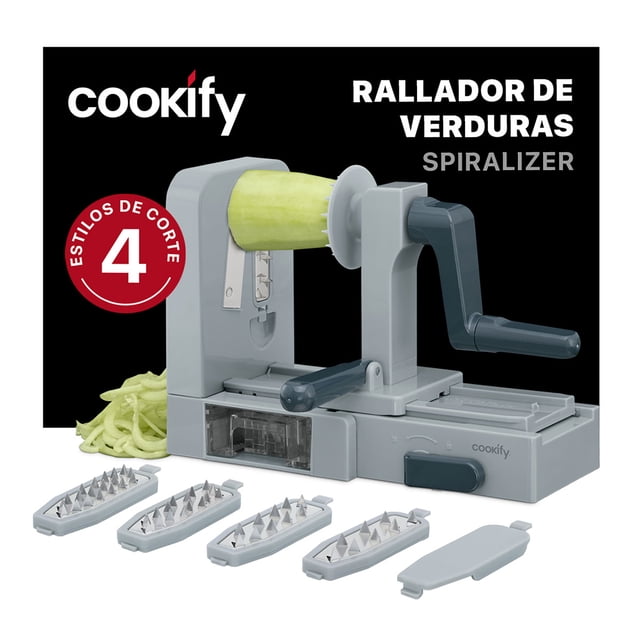 Espiralizador Rallador 5 en 1 Cookify, Cortador de Verduras en Espiral Plegable, Ahorra Espacio