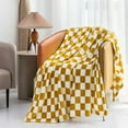 thumbnail image 6 of LOMAO Buffalo Check Fleece Throw Blanket Soft Checkered Plaid Blankets Cozy Lightweight Flannel Blanket for Couch Chair Bed(Yellow,51"x63"), 6 of 9
