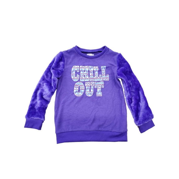 Girls Purple Pink Winter Fuzzy Plush Chill Out Sweatshirt Sweat Shirt M