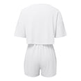 thumbnail image 5 of Xunmmm Women's Pajamas Set Comfortable Loose Solid Color Mesh Hollow Short Sleeve T-shirt and Short Home Clothes 2 Piece Set Loungewear, 5 of 6