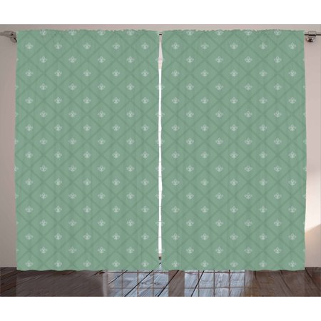 Fleur De Lis Curtains 2 Panels Set Abstract Geometric Pattern
