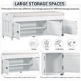 thumbnail image 3 of Smuxee Modern 43.5''L Storage Bench for Bedroom,2 Storage Places,3 Doors,Shoe Cabinet Entryway,White, 3 of 8