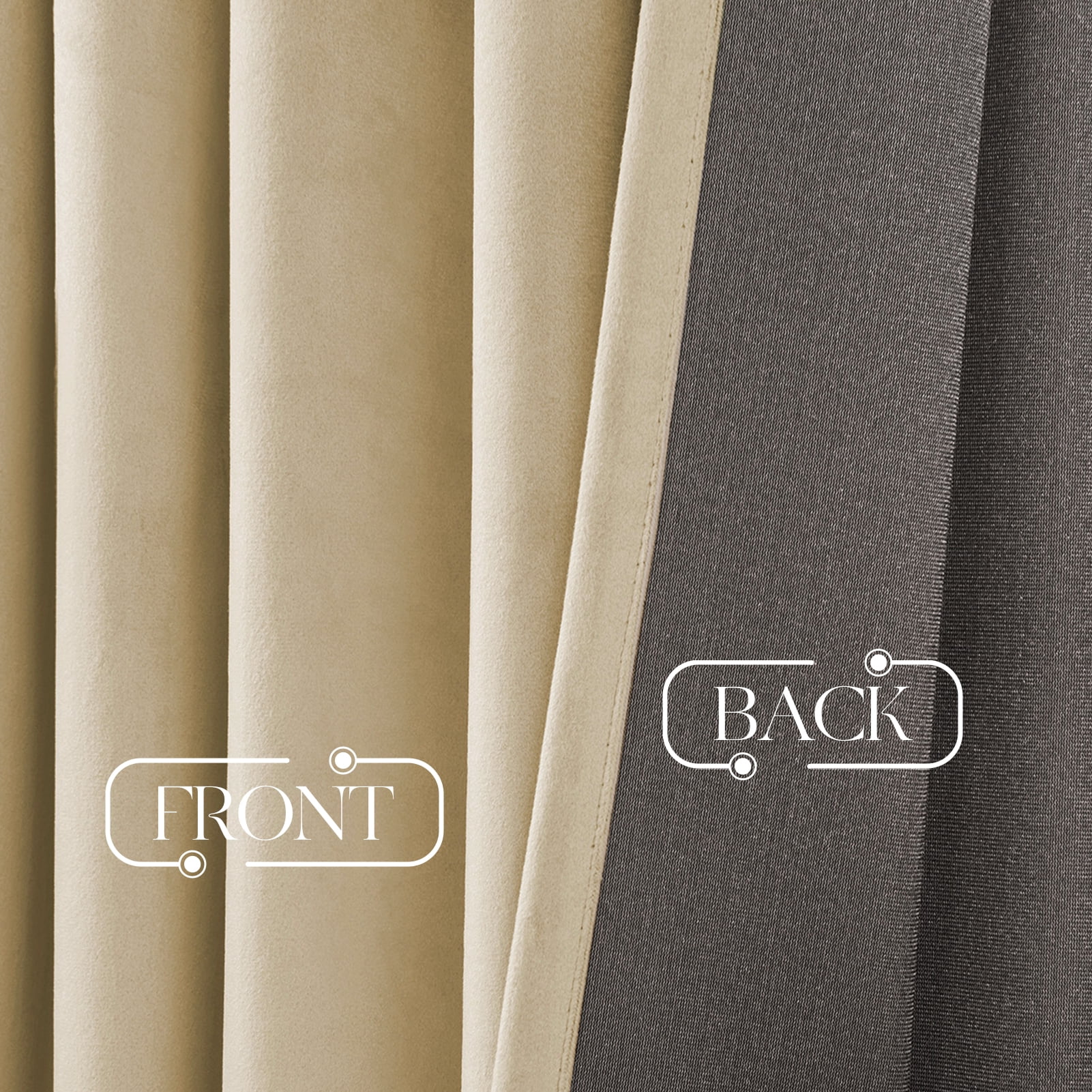 Jainmy Beige Velvet Curtains 108 Inches for Living Room Bedroom Soft Room Darkening Thermal Insulated Back Tab Curtains Drapes,52"x108", 2 Panels