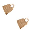 thumbnail image 1 of kurtrusly Fashionable And Functional Straw Beach Bag For Any Occasion Space-saving Blended Straw Handbag khaki 2Set, 1 of 6