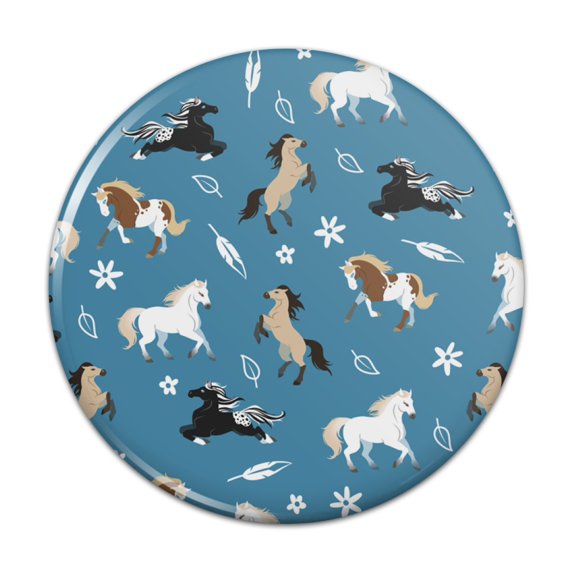 Frolicking Horses Pattern Pinback Button Pin
