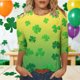 thumbnail image 1 of TaTaai Women's Fashion St. Patrick's Day Unstructured Print Loose Casual Round Neck 3/4 Sleeve T-Shirt Pullover Gift, 1 of 6