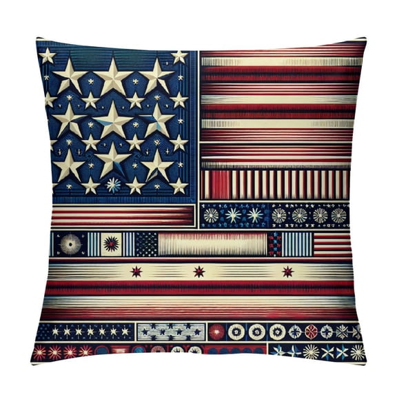 JRXY Patriotic American Flag Red White Blue Throw Pillow Covers(18 X 18 Inches) White
