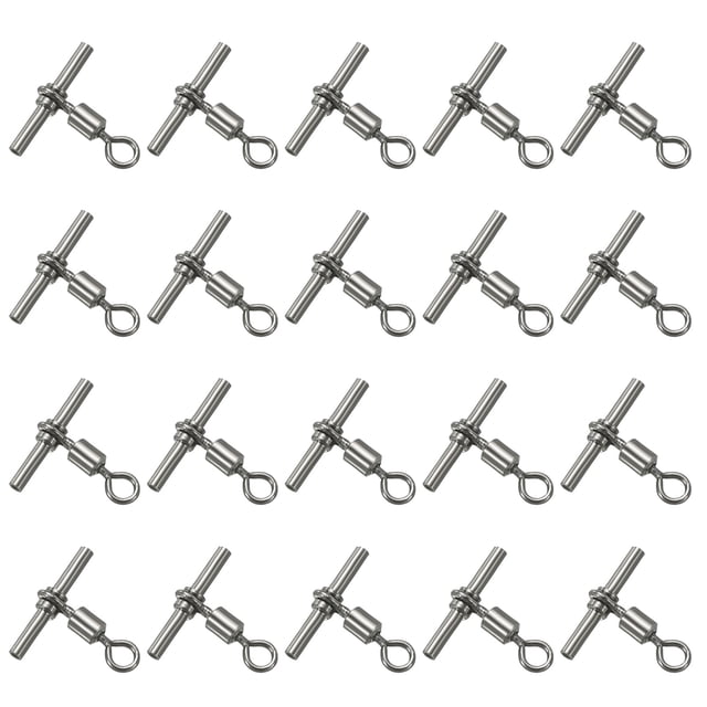 Unique Bargains T-Shape Fishing Swivels 30Lbs Swivels Fishing Tackle 3-Way Cross Line Swivels, 20 Pack
