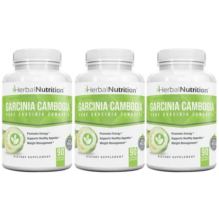 Garcinia Cambogia -Sale Three Pack - Three 90 Count Bottles 180 Caps 60% & 95% HCA Blend Multi-Level Dosing 700mg - 2400mg Maximum Strength