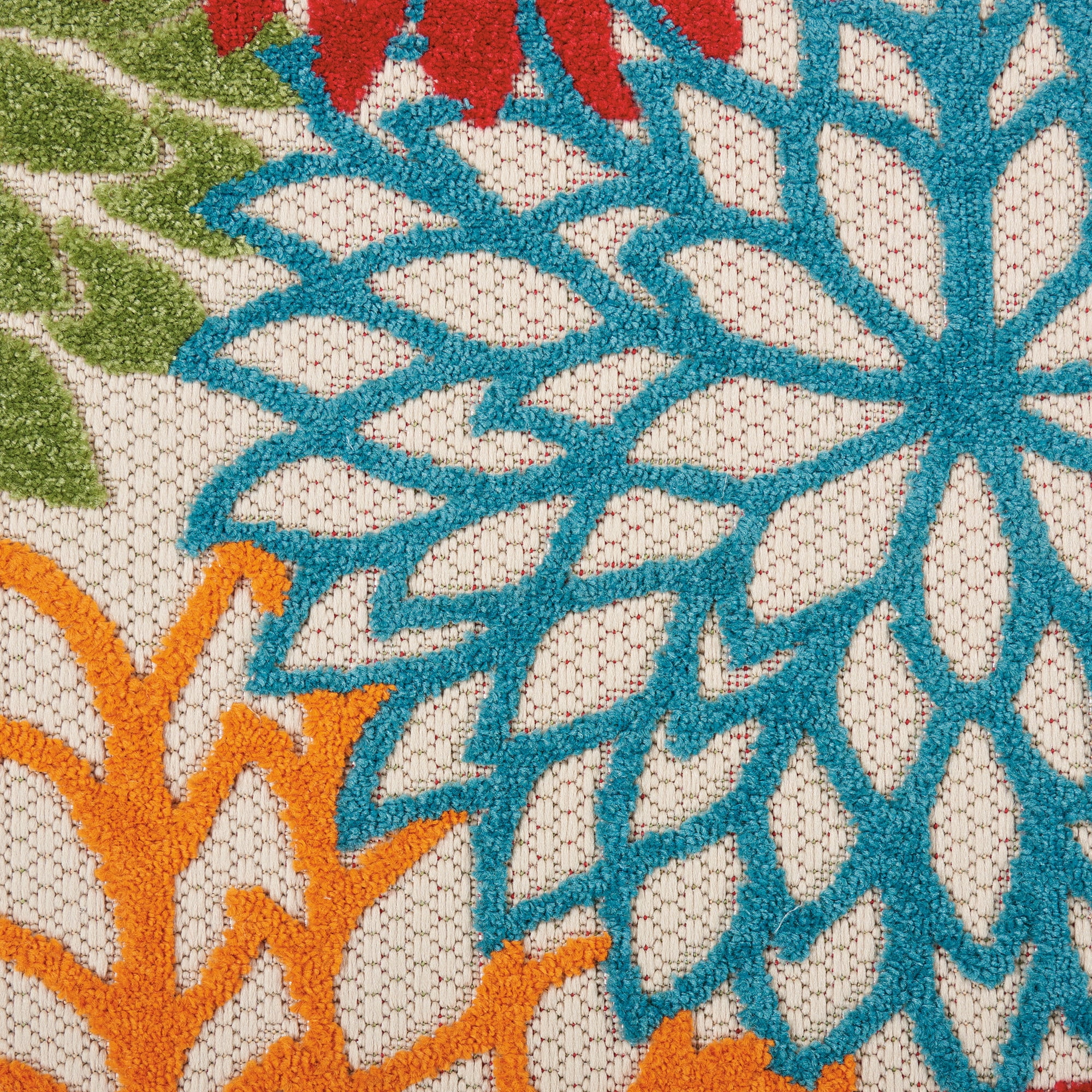 Nourison Tropical Oasis Indoor/Outdoor Modern Floral Green 2'3" x 12' Area Rug, (12' Runner)