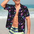 thumbnail image 5 of Lsque Colorful Guitar pattern Hawaiian Shirt for Men, Unisex Summer Beach Casual Short Sleeve Button Down Shirts-3X-Large, 5 of 9