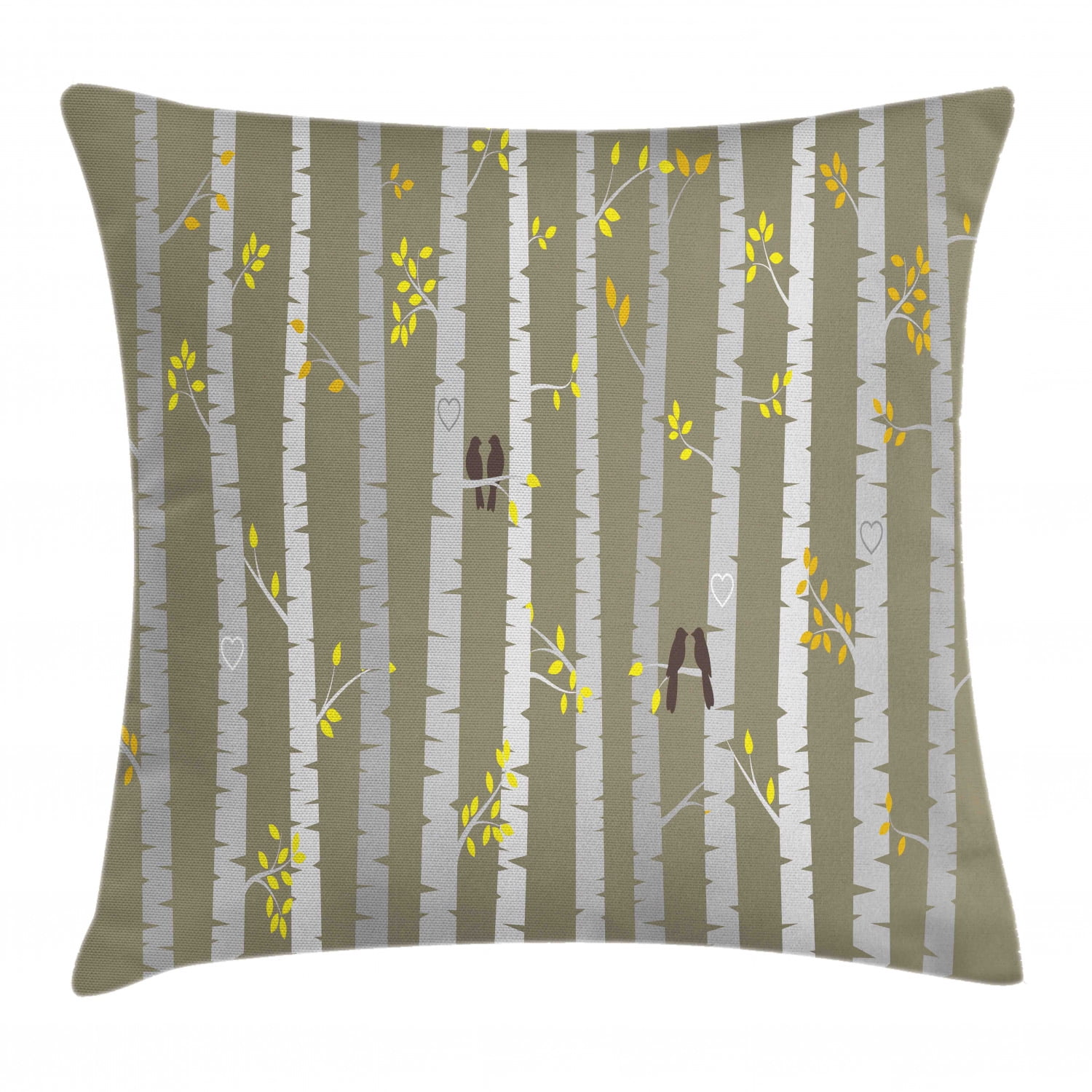Aspen Tree Throw Pillow Cushion Cover, Birch Autumn Leaves Artsy Woods