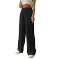 thumbnail image 4 of Women Casual Elastic Waist Loose Paper Bag Pants with Pockets Black S, 4 of 6