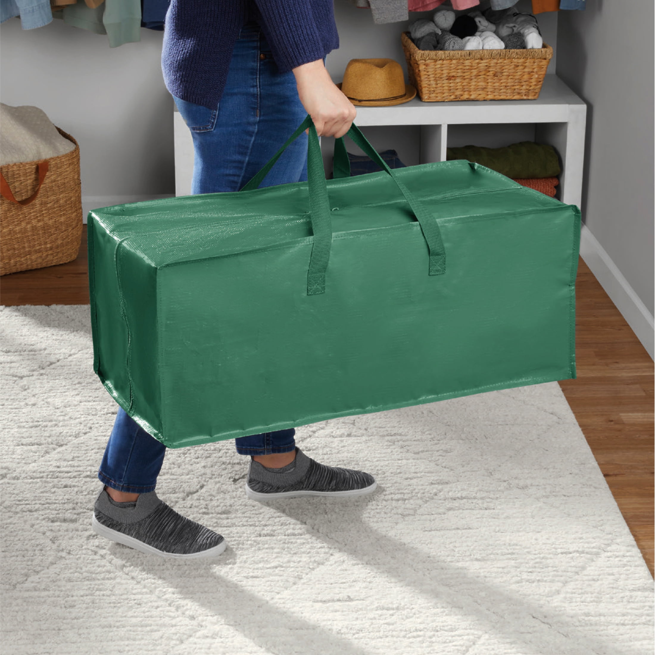 Mainstays Heavy Duty 20 Gallon Green Storage and Moving Bag with Dual Handles and Straps