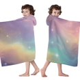 thumbnail image 4 of Colorful Tie Dye Nebula Pattern Hooded Bath Towel，60"x35" for Ages 3 To 12 Kids, Quick Dry Lightweight Soft Microfiber Hood Beach Towel Cover Up for Kids, 4 of 7