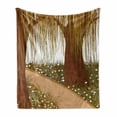 thumbnail image 1 of Willow Tree Soft Flannel Fleece Blanket, Romantic Cartoon Illustration of Weeping Braches Wild Tiny Flowers and Grasses, Cozy Plush for Indoor and Outdoor Use, 60" x 80", Multicolor, by Ambesonne, 1 of 6