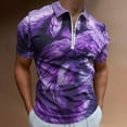 thumbnail image 2 of Purple Wolf Men Zipper T-shirt Summer Casual Short Sleeve T-shirt Top, 2 of 7