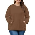 thumbnail image 2 of Dwellite Sweatshirt for Women,Plus Size Crewneck Sweatshirts Oversized Pullover Tops Fall Winter Clothes 2026 with Pocket Brown 2XL, 2 of 6