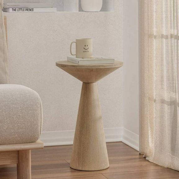 Small Pedestal End Table Round Farmhouse Martini Table Wood Plant Stand Rustic Drink Table For Small Space Living Room, Walnut, Black, White,Light Natural Wood