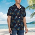 thumbnail image 5 of Daiia Peacock Feathers Hawaiian Shirt for Men Gentle Cotton Regular Short Sleeve Casual-Large, 5 of 9