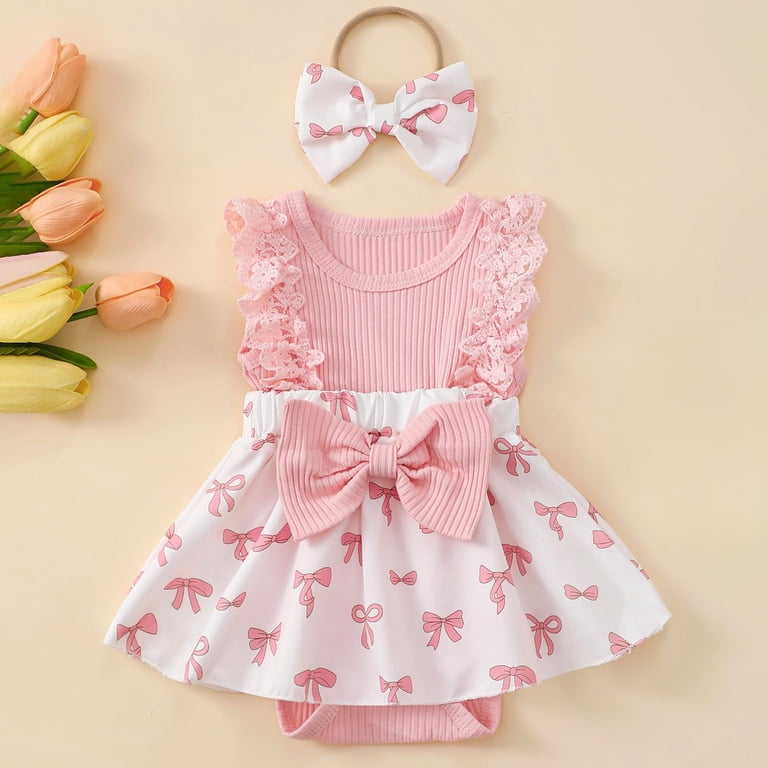 Sopiago Baby Girl Clothes Romper for Baby Girl Dress Lace Ruffle Sleeveless  Summer Outfits with Headband Light Pink,0-3 Months - Walmart.com