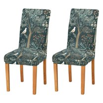 Yayeee 2 Pack Dining Chair Covers Stretch Parson Chairs Slipcovers Seat Protector, Floral Forest Scene