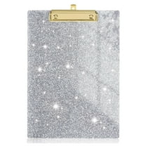 Acrylic Clipboard With Stylish Glitter Laminated Surface Ultra-Shiny Effect Low-Profile Gold Metal Clips 80-Sheet Capacity A4 Size 3Mm Thick High-Strength Clear Acrylic