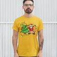 thumbnail image 3 of Tee Hunt Santa Claus Dabbing with Christmas Tree T-shirt Merry and Bright Men's Tee, Yellow, Medium, 3 of 5
