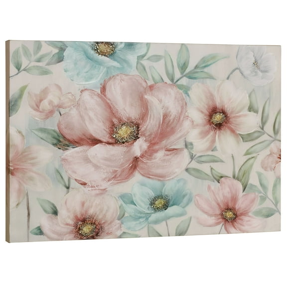 Simply Sweet Floral Canvas Wall Art Pink And Blue Tones