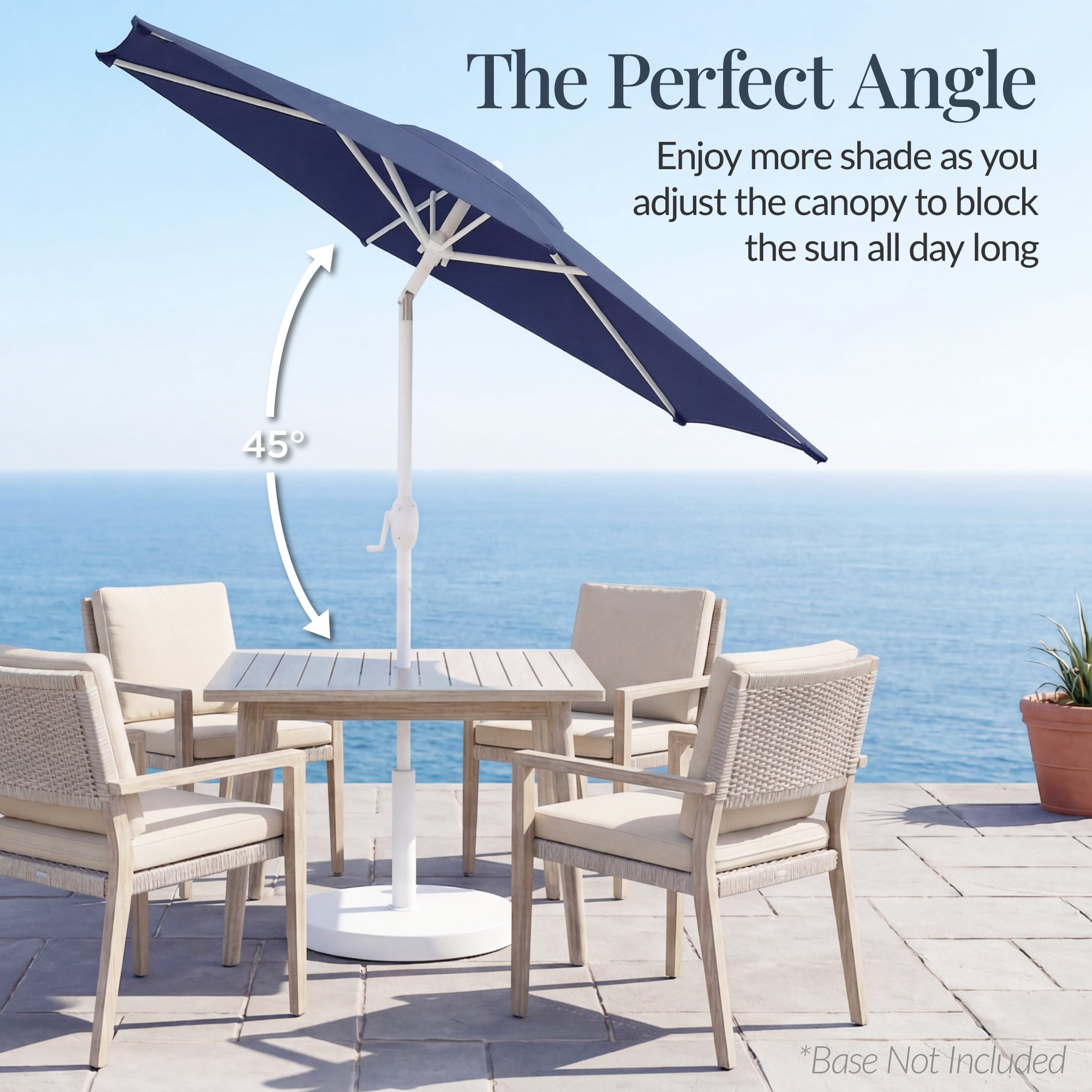 Best Choice Products 7.5ft Patio Umbrella White Pole, Outdoor Market Umbrella Steel Pole - Navy