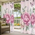 thumbnail image 5 of Outdoor Curtains for Patio Waterproof, Watercolor Pink Floral Windproof Pravicy Outside Porch Blackout Curtain, Spring Romantic Roses Butterfly Sun Blocking Grommets Curtains for Cabana 54"x95", 5 of 9