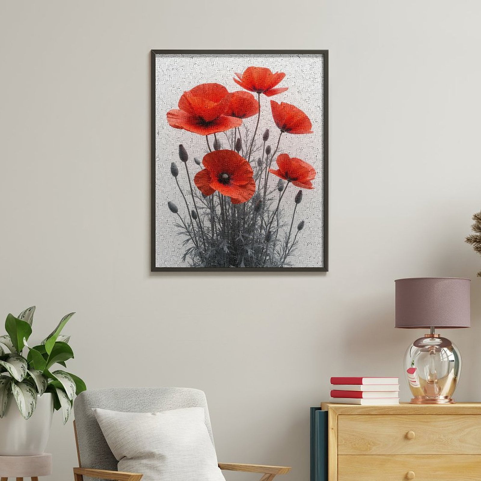 Paint By Numbers Kit for Adults Beginner - DIY Radiant Red Blossoms Artwork Canvas Painting Kits for Adults, Frameless Paint By Number for Adults for Home Wall Decor 16x20 Inch